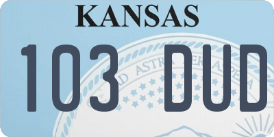 KS license plate 103DUD