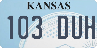 KS license plate 103DUH