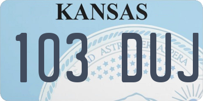 KS license plate 103DUJ