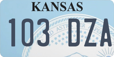 KS license plate 103DZA