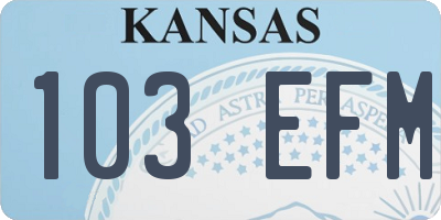 KS license plate 103EFM