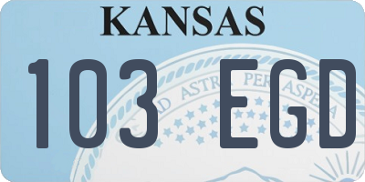 KS license plate 103EGD
