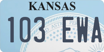 KS license plate 103EWA