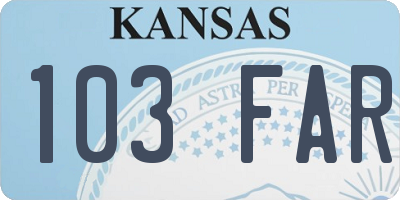 KS license plate 103FAR