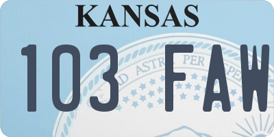 KS license plate 103FAW