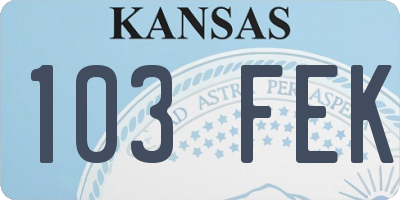KS license plate 103FEK