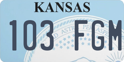 KS license plate 103FGM