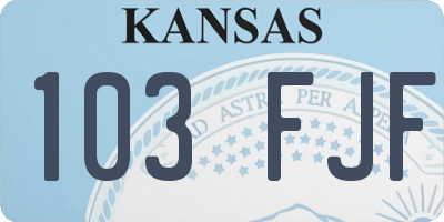 KS license plate 103FJF