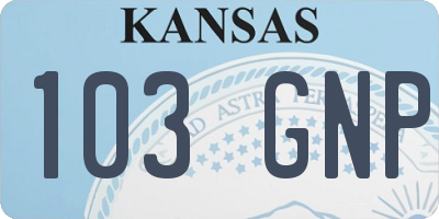 KS license plate 103GNP