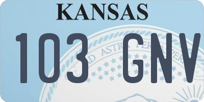 KS license plate 103GNV
