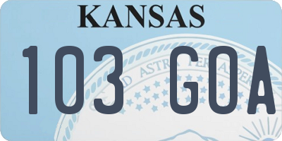 KS license plate 103GOA