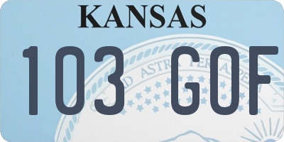 KS license plate 103GOF
