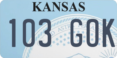 KS license plate 103GOK