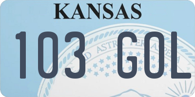 KS license plate 103GOL