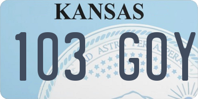 KS license plate 103GOY
