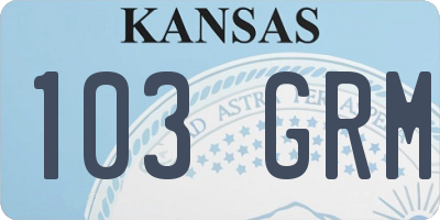 KS license plate 103GRM