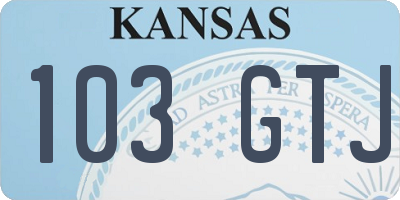 KS license plate 103GTJ