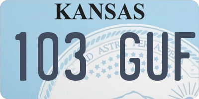 KS license plate 103GUF