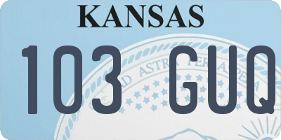 KS license plate 103GUQ