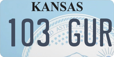 KS license plate 103GUR