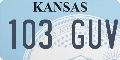 KS license plate 103GUV