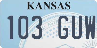 KS license plate 103GUW