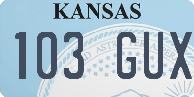 KS license plate 103GUX