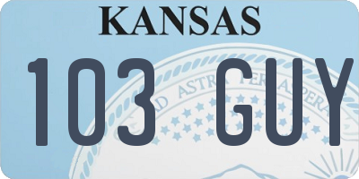 KS license plate 103GUY