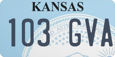 KS license plate 103GVA
