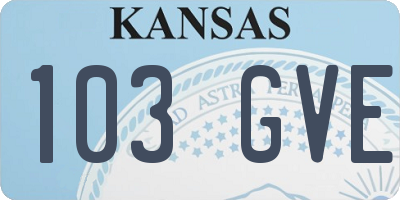 KS license plate 103GVE