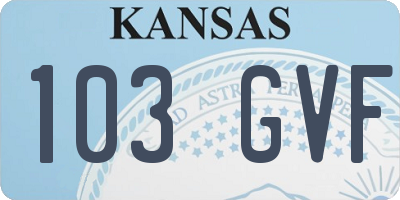 KS license plate 103GVF
