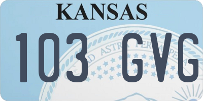 KS license plate 103GVG