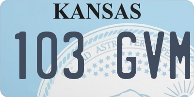 KS license plate 103GVM