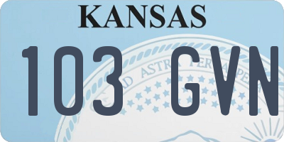 KS license plate 103GVN