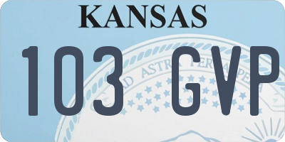 KS license plate 103GVP