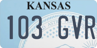 KS license plate 103GVR