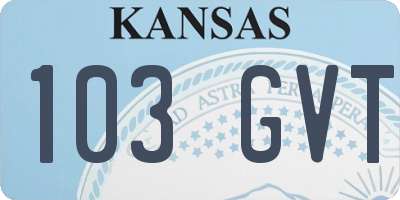 KS license plate 103GVT