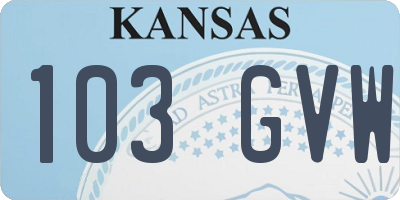 KS license plate 103GVW