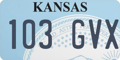 KS license plate 103GVX