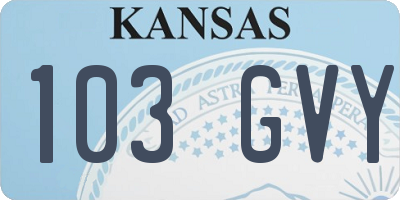 KS license plate 103GVY