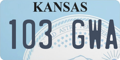 KS license plate 103GWA