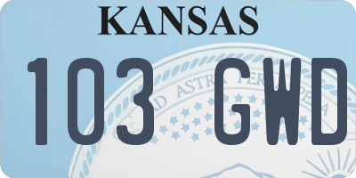 KS license plate 103GWD