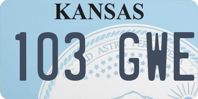 KS license plate 103GWE