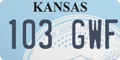 KS license plate 103GWF