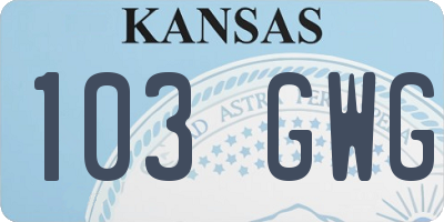 KS license plate 103GWG