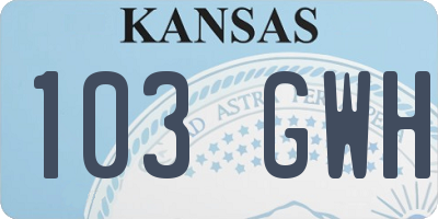 KS license plate 103GWH