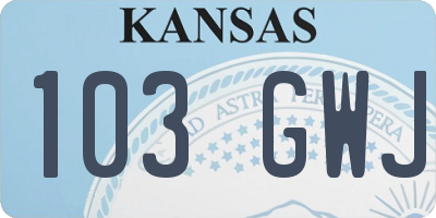 KS license plate 103GWJ