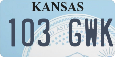 KS license plate 103GWK