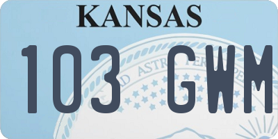 KS license plate 103GWM