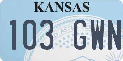 KS license plate 103GWN